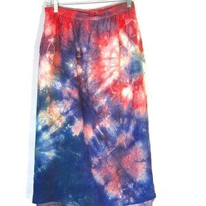 CHRIStiAN DIOR Size 2/4  Cotton Pencil Tie Dye Midi Vintage Skirt Blue Red